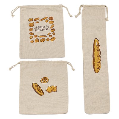 2X Linen Bread Bag Reusable Drawstring Bag for Homemade Bread Pastries Bags Gift