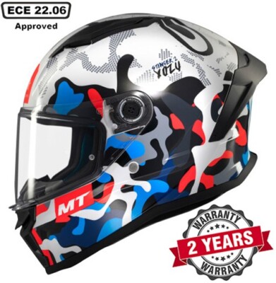 MT STINGER 2 FULL FACE ECE22.06 DOT MOTORCYCLE HELMET YOZU GLOSS BLUE WHITE