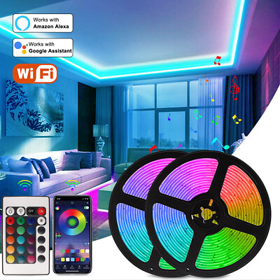 50FT 25FT LED Strip Lights Music Sync 5050 White Lights Bluetooth Color Changing 50FT 25FT LED Strip Lights Music Sync 5050 White Lights Bluetooth Color Changing