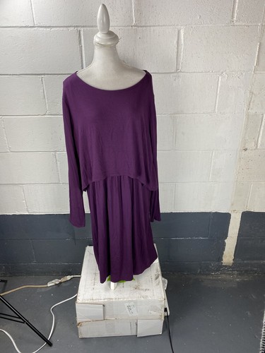 Gap Maternity Nursing Dress Purple NWT size XXL Long Sleeves Scoop Neck - Picture 8 of 12