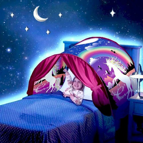 Children's Pop Up Tent Unicorn Playroom Indoor Dream Bed Tents Kids Birthday Toy - Picture 3 of 13