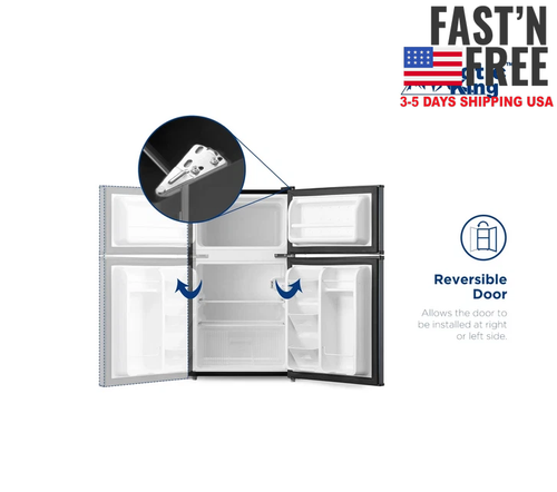 [HOT SALE] 3.2 Cu ft Two Door Mini Fridge with Freezer, Stainless Steel, E-Star - Picture 11 of 15