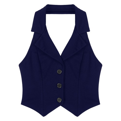 Womens Fitted Dressy Waistcoat Halter V-Neck Outerwear Crop Blazer Suit AU - Picture 17 of 48