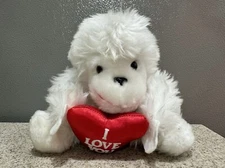 Vintage Russ Berrie Plush Monkey Gorilla White 8” Red Heart I Love You VGC Rare