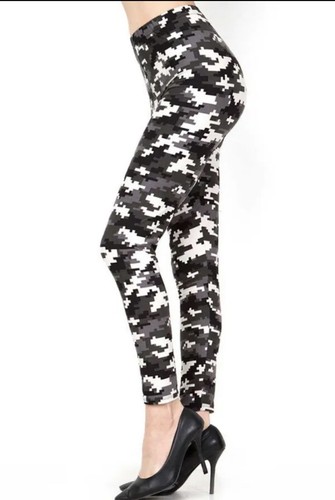 3 Women's Printed Pixel Camouflage Soft Comfy Full Leggings Ankle One Size - Picture 5 of 20