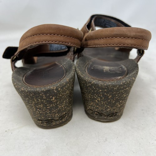 TEVA Ventura Sandals Shoes Womens Sz 10 Open Toe Brown Leather Cork Wedge 4220 - Picture 5 of 7