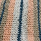 Crochet Diamond Pattern Afghan Tan White Blue Peach Fringe 54" x 67" Fringe