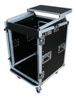 Winkelrack 14HE+10HE oben Notebook-Ablage Rollen Flightcase DJ Case L-Rack