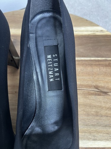 Stewart Weitzman Womens Black Canvas Square Toe Block Heel Pump Shoe Size 9.5 B - Picture 4 of 13
