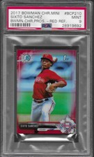 Sixto Sanchez 2017 Bowman Chrome Mini Red Refractor 5/10 #BCP210 PSA 9