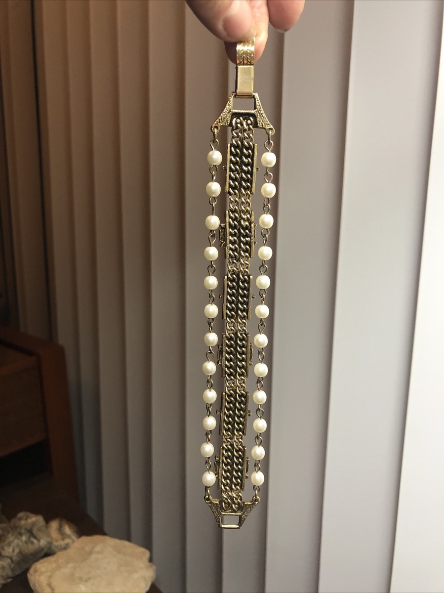 Goldette ブレスレット フェイクパール ゴールドカラー ヴィンテージ CHANEL(シャネル) フェイクパールブレスレット ゴールド（色