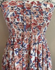 Kendall & Kylie Sundress Sz S Pink Floral Strapless Flowy Summer Dress EUC