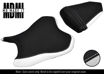 PASST FÜR YAMAHA YZF R6 600 06-07 MASSGEFERTIGTER GRIFF VINYL SITZBEZUG SET DSG2 SCHWARZ & WEISS