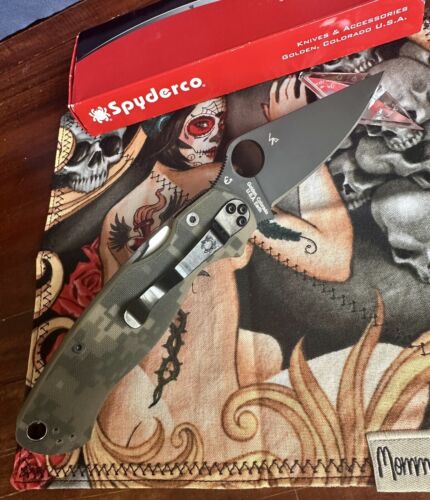 SPYDERCO PARAMILITARY 2 PM2 3.45” FOLDING KNIFE DLC BLACK S30V CamoG10 81GPCMOBK - Picture 3 of 24