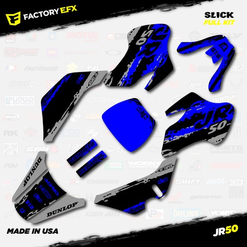 Gray & Blue Slick Camo Racing Graphics kit Fits 00-06 Kawasaki JR50 JR 50 - Picture 4 of 5