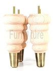 4 Turned Wood Furniture Feet Antique Brass Slipper Cup M8 Chair Sofa Legs 185mm