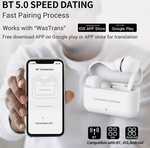 Traduction sans fil TWS 5.0 127 traduction et traduction de la parole au texte en temps réel - Photo 1 sur 17