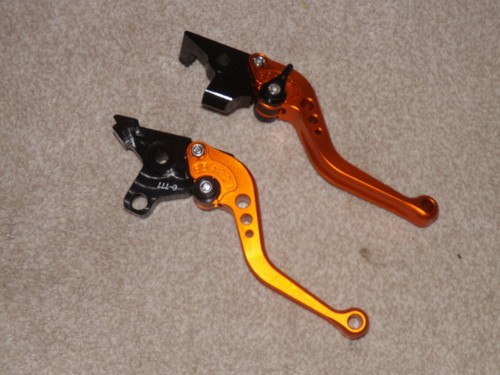 YAMAHA XJR ORANGE BRAKE & CLUTCH LEVERS SET- NEW/UNUSED - Picture 2 of 6