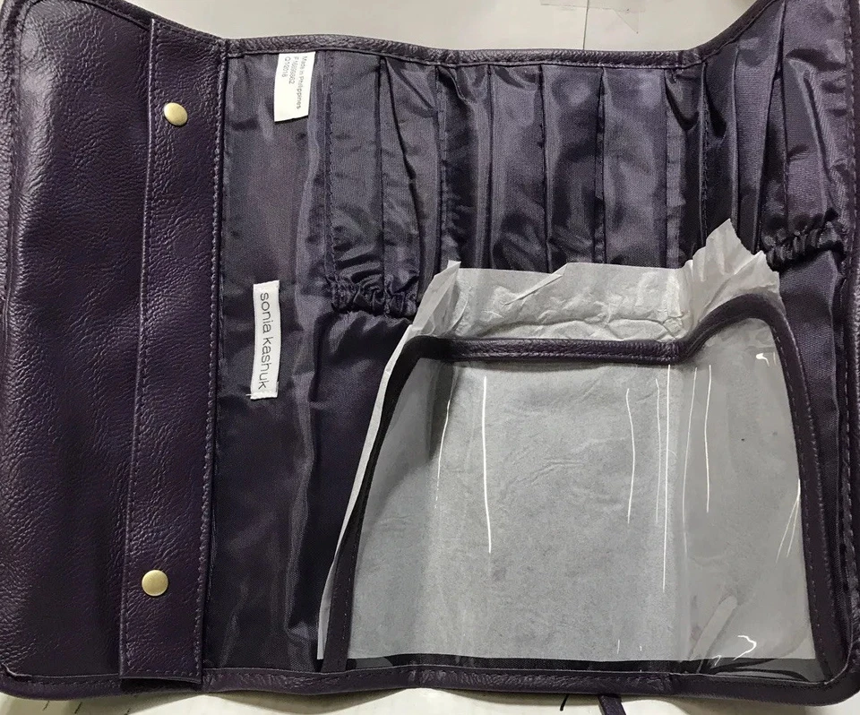 💐 ¡¡Sonia Kashuk!! ¡¡Estuche enrollable dorado púrpura 11 bolsillos!! Cosméticos de viaje🆕 Foto 4 de 4