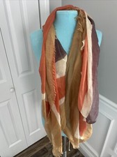 Women s Scarf Tan/White/Orange/Purple 78 L x 40 W Lightweight Semi-Sheer