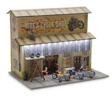 Menards Moe's Cycle Shop  O Guage 1:48 scale lighted 4.5v power adapter included