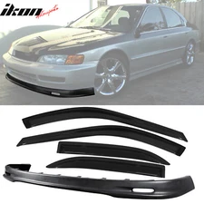 Fits 96-97 Honda Accord 4Dr Mugen Style Front Bumper Lip + Sun Window Visor