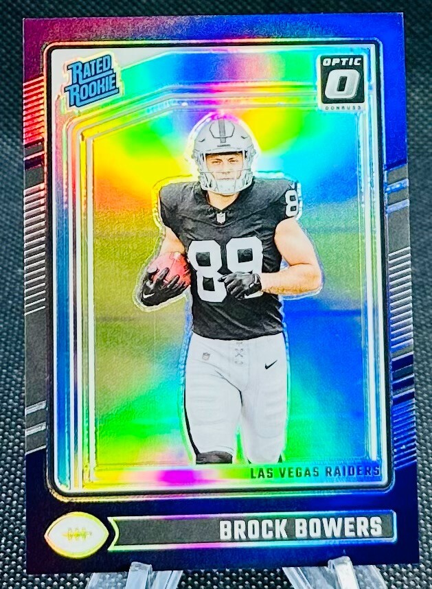 2024 Panini Donruss Optic Purple Prizm Brock Bowers Raiders Rc #215 #'d 60/60