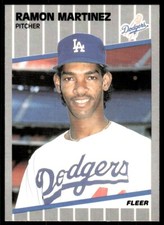 1989 Fleer Baseball Card Ramon Martinez Rookie Los Angeles Dodgers #67