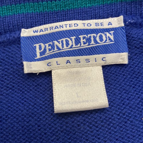 Vintage Pendleton Cardigan Sweater Womens Large Blue Colorful Nautical Beach 90s - Picture 2 of 6