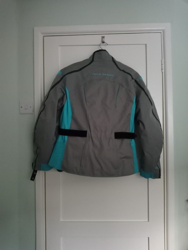 FRANK THOMAS "Chloe" Ladies Motorcycle Jacket Size L / UK 14 grey/turquoise - Picture 3 of 11