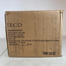 Jeco CVZ-029 Round Glass Votive Candles, Purple - 12 Piece per Box Vietnam Made.