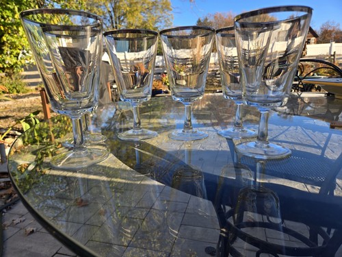 Cristal D'Arques Parisienne Water Wine Silver Rim France Mid-Century Modern 6pcs - Picture 19 of 19