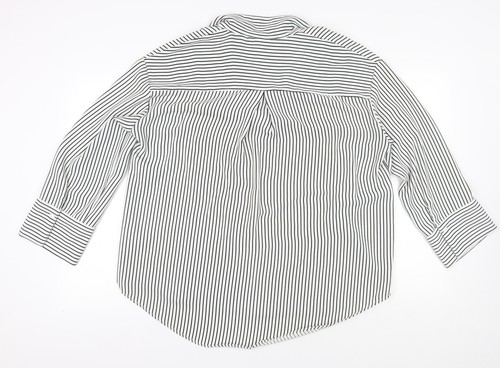 H&M Women's Striped Blouse, Size M, 3/4 Sleeve, White/Black - Picture 2 of 12