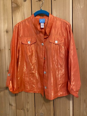 Lara Lane Orange Long Sleeve Top w Gold Shimmer S NWOT | eBay