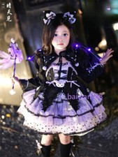 Cute Kuromi Girl Princess Dress Kawaii Kids Cosplay Costume Halloween Lace Dress