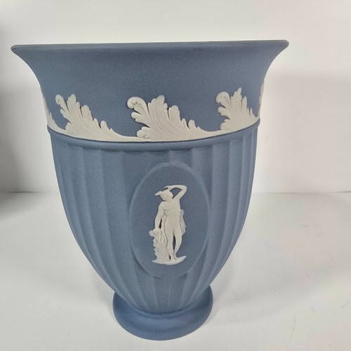 Jarrón de porcelana griega vintage Wedgwood azul jaspe 6,5" hecho en Inglaterra CAJA - Imagen 8 de 11