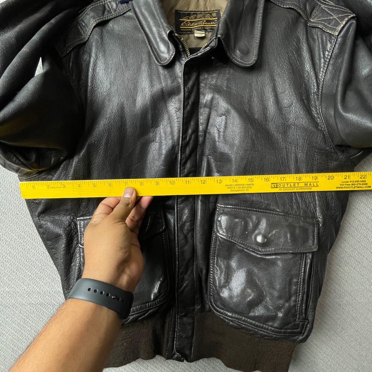 Vintage Eddie Bauer Flight Jacket A2 Leather GoatSkin Beaver Brown