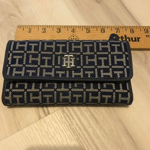 Tommy Hilfiger Geldbörse Damen Navy & Beige Monogramm mit Druckknopfverschluss - Bild 7 von 8