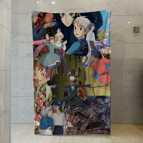 Howl’s Moving Castle Lightweight Warm Fleece Blanket 200g Cotton/300g Cotton - Picture 28 of 54