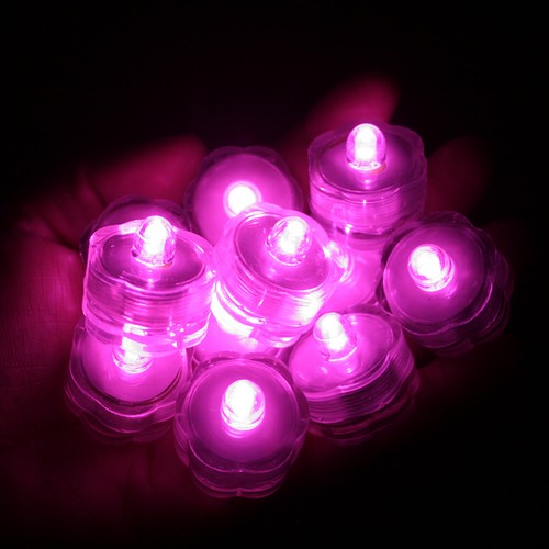Submersible Waterproof Battery LED Tea Light ~ PINK ~ 10 Pack Wedding Decoration - Picture 5 of 6
