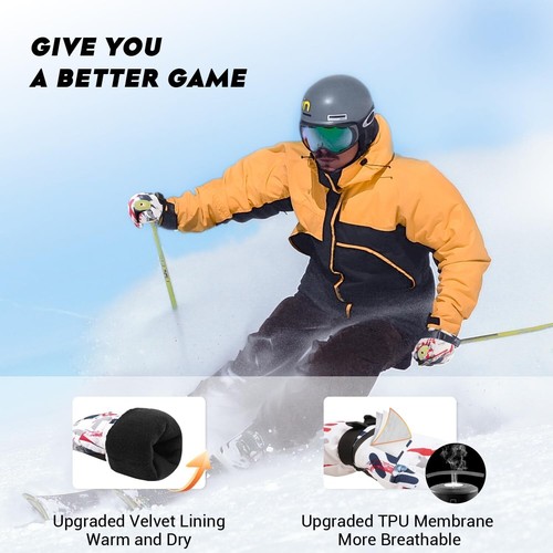 Guanti da sci invernali impermeabili touch screen neve snowboard guanti caldi medi - Foto 4 di 8