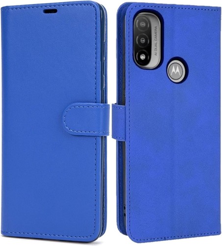 Blau für Moto E20/E30/E40 Leder magnetische Geldbörse Flip Handyhülle Ständer Abdeckung - Bild 3 von 7