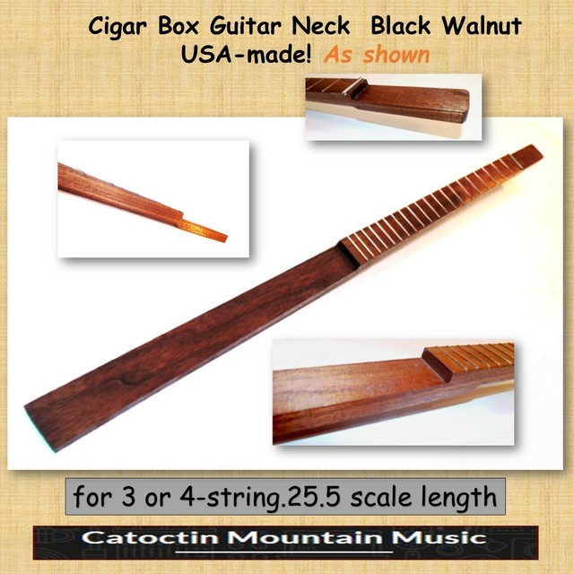 Cigar Box Guitar Fretted Neck. Kit for 3 or 4strings. Black Walnut eBay