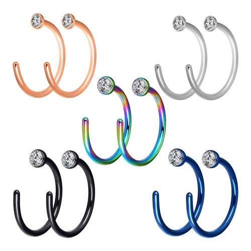 2 Stück Nasenringe Hoop Edelstahl Lippe Augenbraue Tragus Knorpel Piercing 20G - Bild 5 von 43