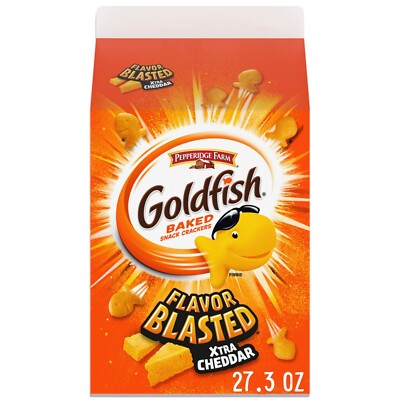 Goldfish Flavor Blasted Xtra Cheddar Cheese Crackers, 27.3 oz Carton New