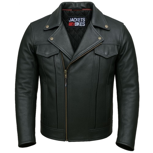 Chaqueta de motocicleta Outrider de cuero premium negra Buffalo Cruiser para hombre - Imagen 5 de 8