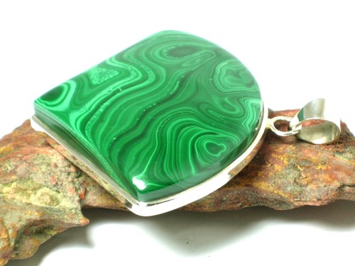 MALACHITE Sterling Silver 925 Gemstone PENDANT - Gift Boxed! - Picture 5 of 6