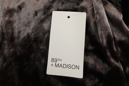 89th & Madison Womens Size XL Gray/Brown Velvet Long Sleeve Button Front Top NWT - Picture 6 of 10