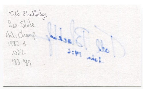 Todd Blackledge Signed 3x5 Index Card Autographed Kansas City Chiefs NFL - Picture 2 of 2