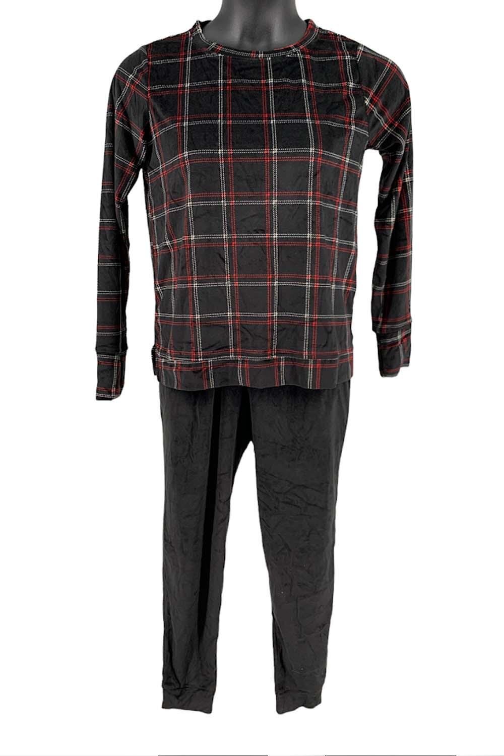 Мягкий велюровый комплект для отдыха у камина Cuddl Duds Blk/RedStch Pld